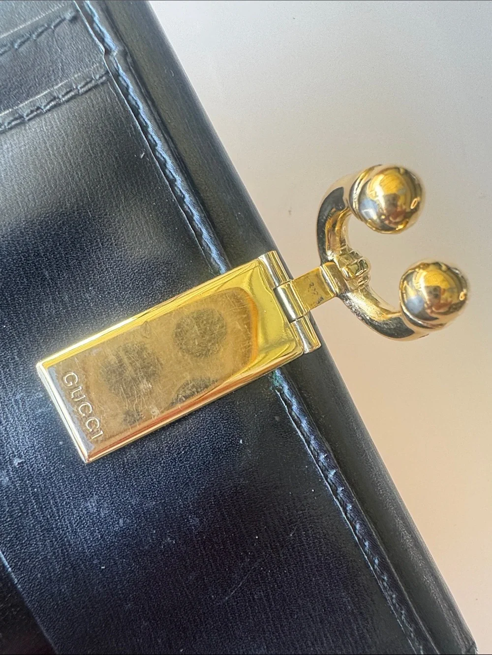 Vintage Gucci Black Horsebit Clasp Bifold Wallet